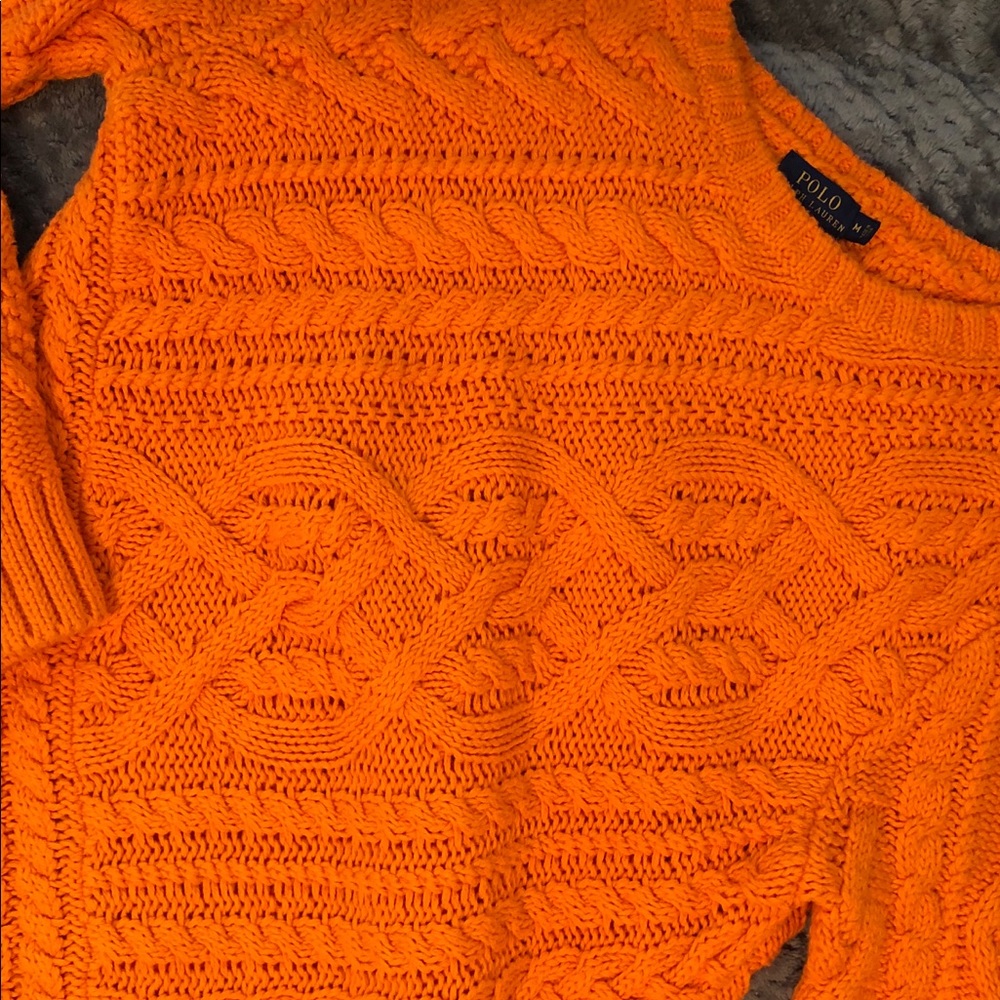 NWOT Polo Ralph Lauren Orange Cable Knit Sweater M